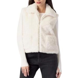 NEW J. SOCIETY faux fur 2 pocket zip vest in cream